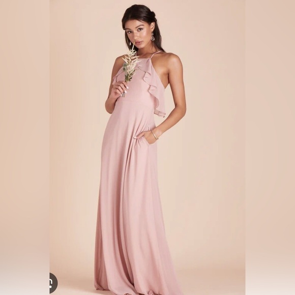 Birdy Grey Jules Dress Chiffon Rose Quartz Bridesmaid Formal Maxi - Picture 1 of 5
